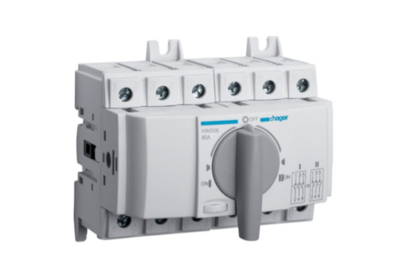 Переключатель модульный трехпозиционный Hager I-0-II до 35 мм 2 3п 80А (B)