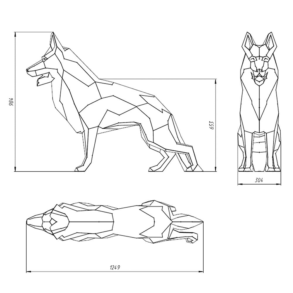 Скульптура полигональная Немецкая Овчарка V 2 (13662431) - фото 3
