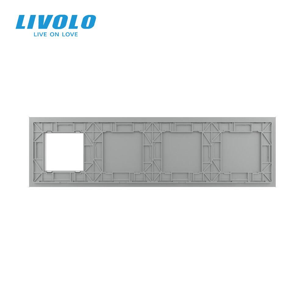 Сенсорна панель для вимикача Livolo комбінована X сенсорів і розетка Сірий (C7-CX/CX/CX/SR-15) - фото 4