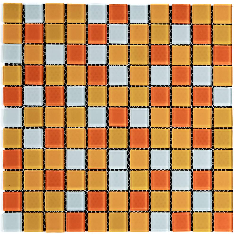 Плитка мозаика стеклянная декоративная Sticker Wall на клеевой основе 298х298х4,5 мм Оранжевый (SW-00002365)