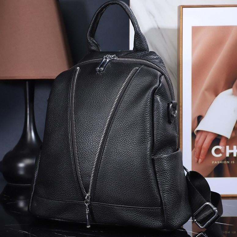 Рюкзак женский кожаный Tiding Bag Черный (GLD-2184)