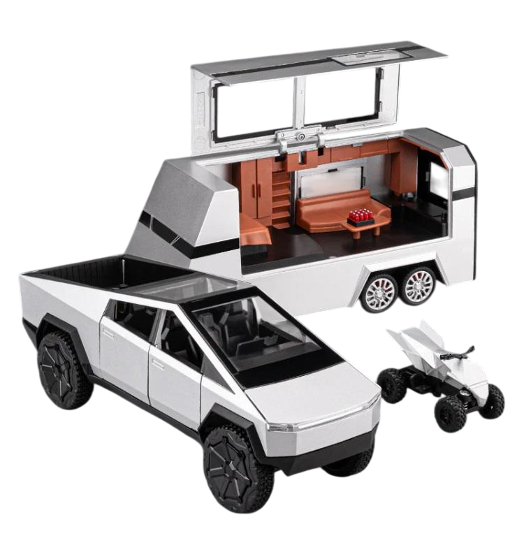 Масштабная модель автомобиля Tesla Cybertruck Pickup 1:24 с трейлером и квадроциклом (35827211)