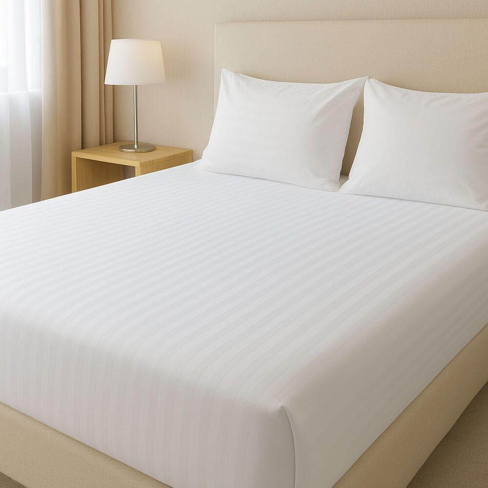 Простыня для гостиниц IDEIA хлопок жаккард сатин в полоску 1 см евро 230х260 см (26805)