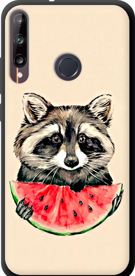 Чехол на Huawei P40 Lite E Енотик с арбузом (4605b-1875-42517)