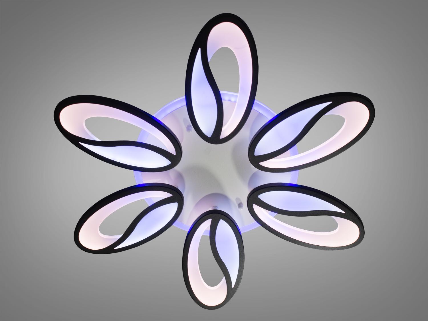 Люстра стельова LED підсвічування/димер/пульт 105W Чорний (8090/6BK 3col dim) - фото 2