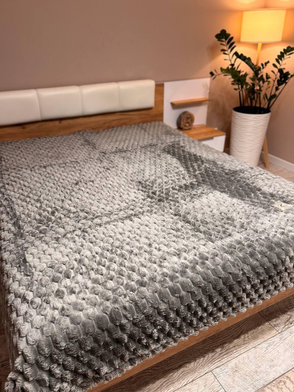 Плед Королевские соты евро 200х230 см Серый (П4К-am-shahmatka-002)