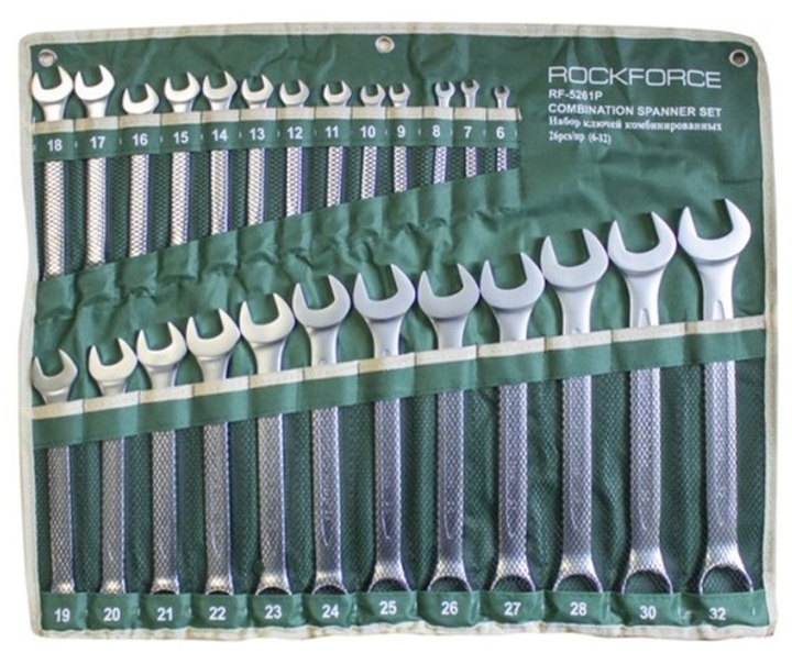 Набор ключей Rock FORCE комбинированных 26 пр. на полотне (RF-5261)