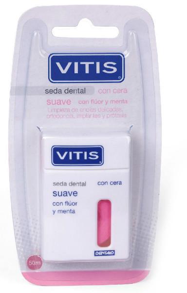 Зубная нить мягкая Vitis с фтором и мятой 50 м Розовый (514)