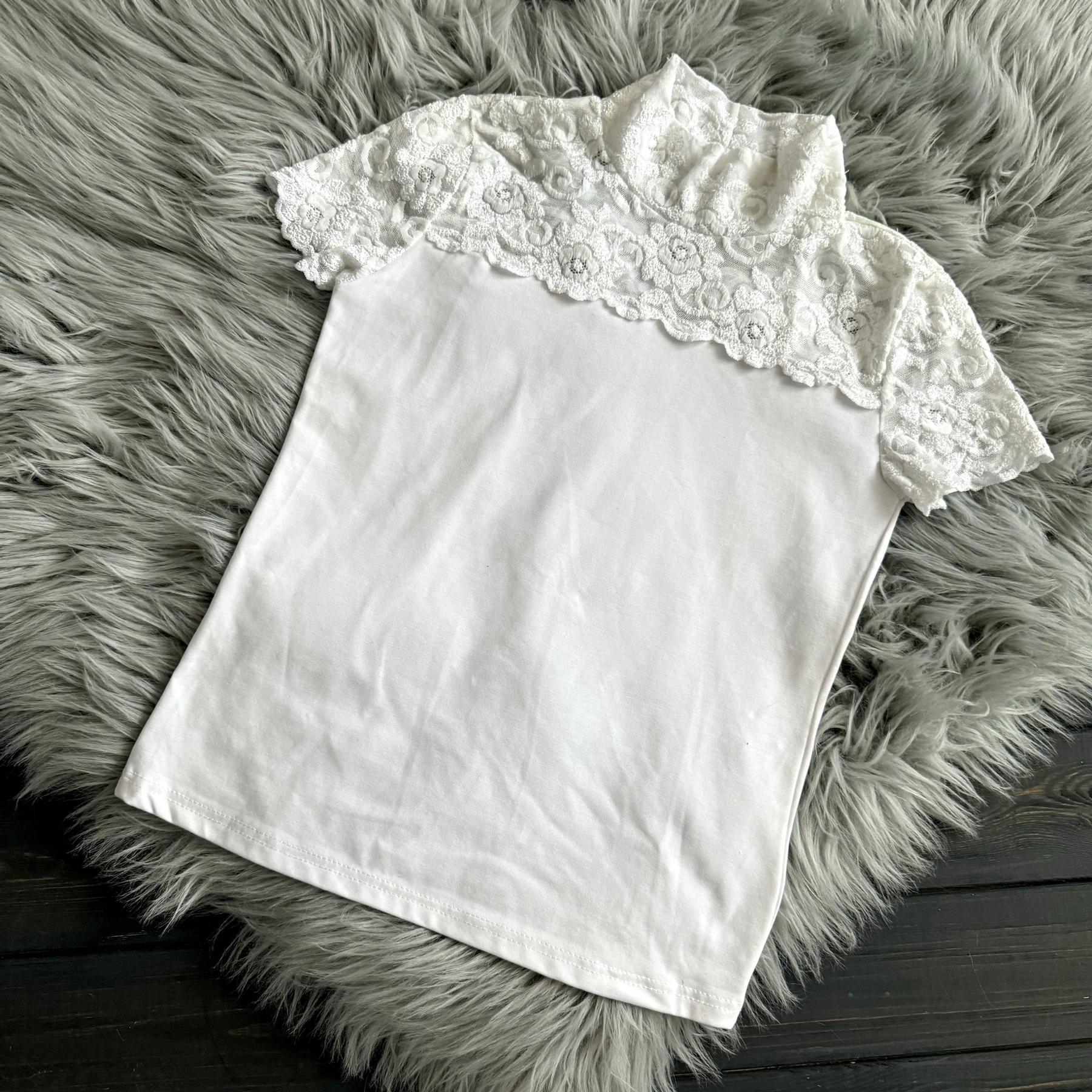 Гольф для девочки школьный подростковый с кружевом IRmAS 1169 128 см Белый