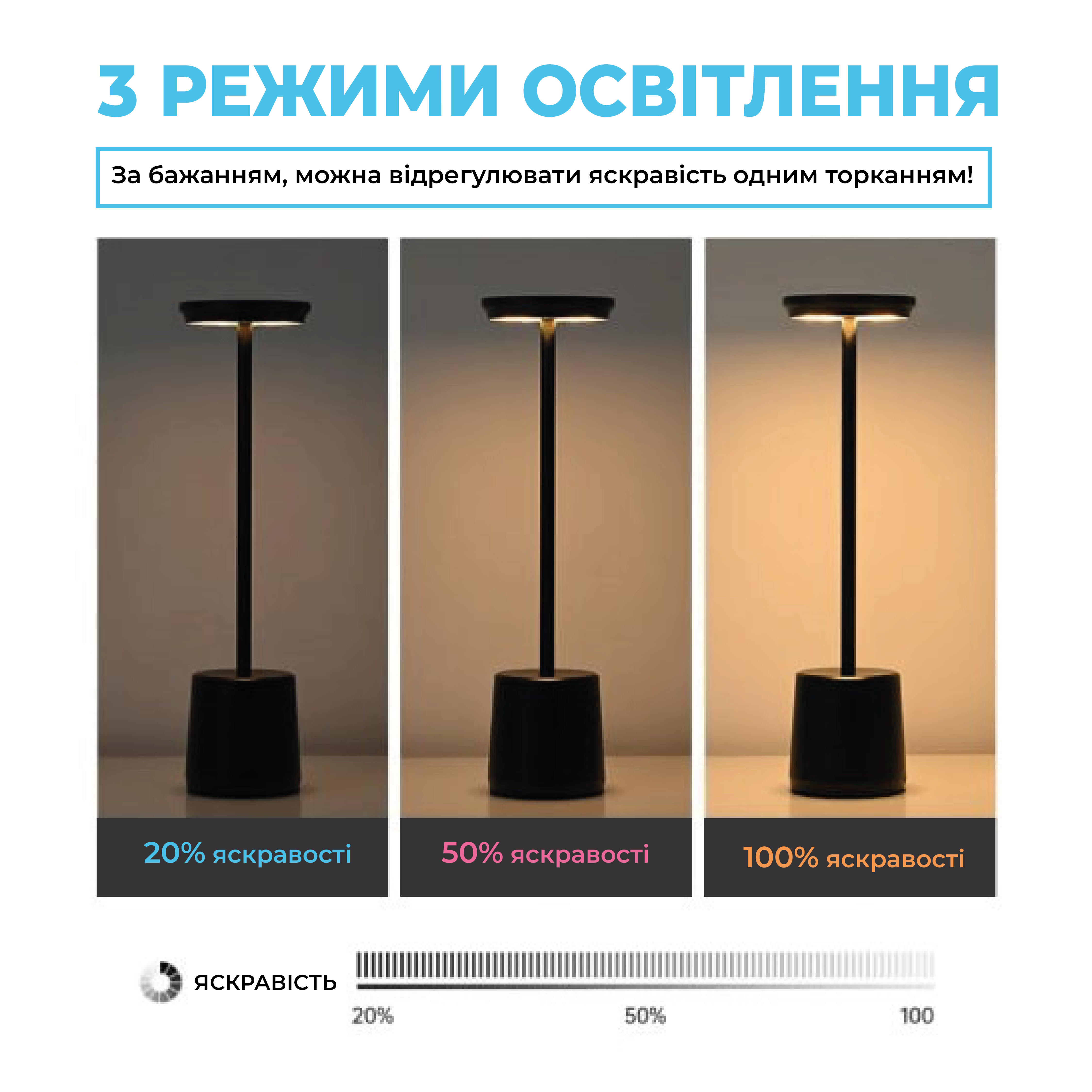 Лампа настольная аккумуляторная LED Table01 Серебряный - фото 3