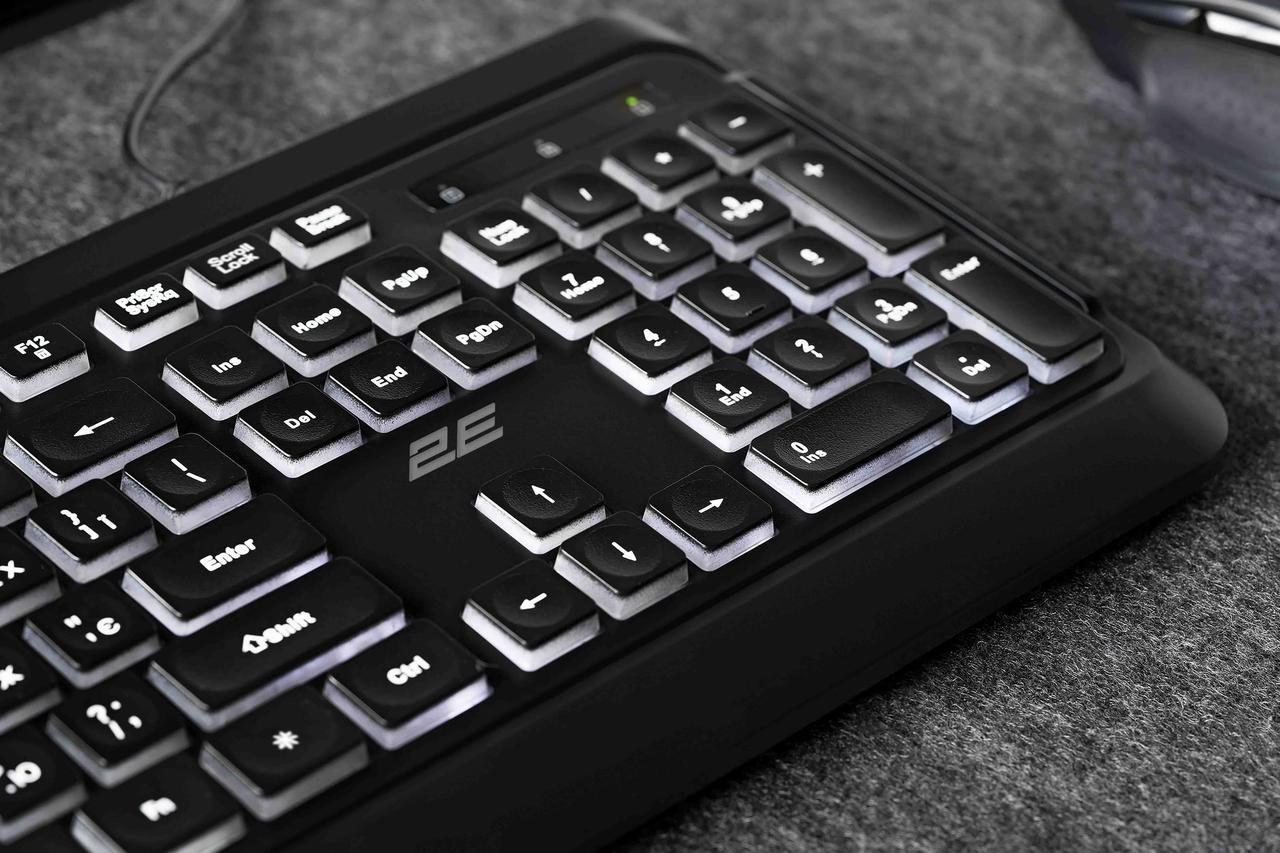 Клавиатура мембранная проводная usb 2E KS120 EN/UK black (iz16100) - фото 5 Клавиатура мембранная проводная usb 2E KS120 EN/UK black (iz16100) - фото 5