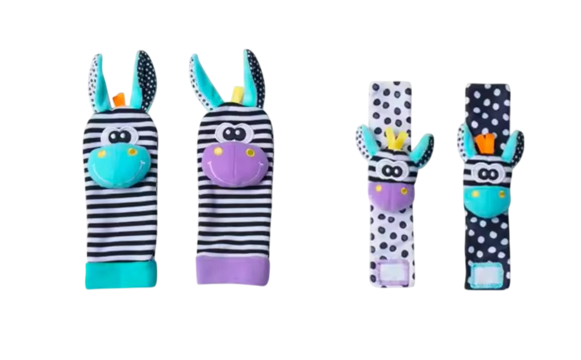 Набор носки и браслеты Sozzy 688 M76 погремушки для малышей в пакете Зебра и жираф (2454840701)