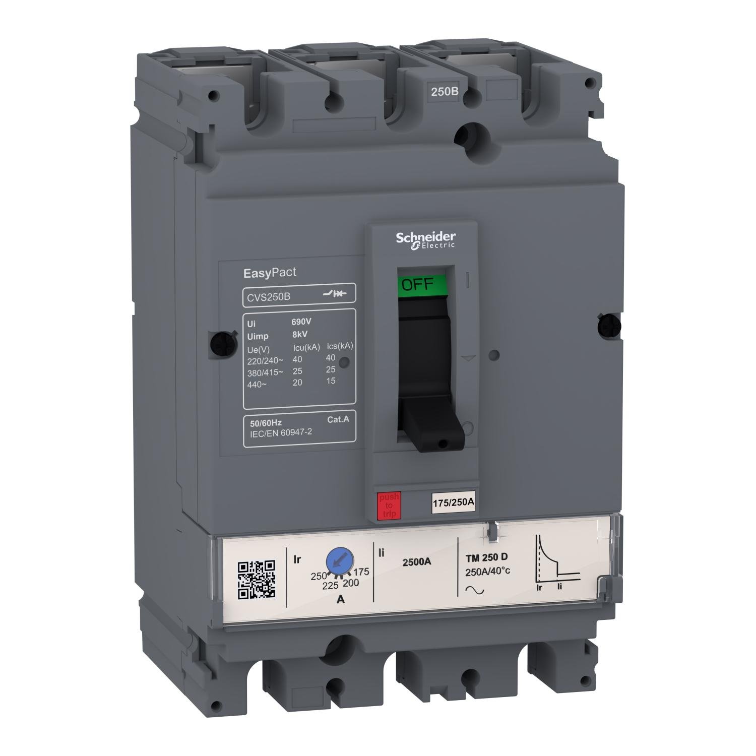 Автоматический выключатель Schneider Electric EASYPACT CVS100B TM100D 3P 100А 25кА с расцепителем TM-D (LV510307)