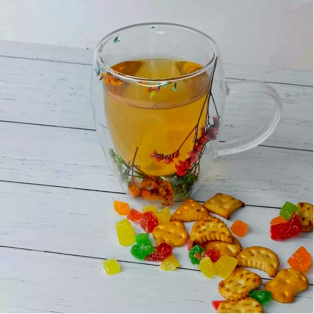 Чашка стеклянная с двойным дном и сушеницами 350 мл (37-118168) - фото 10