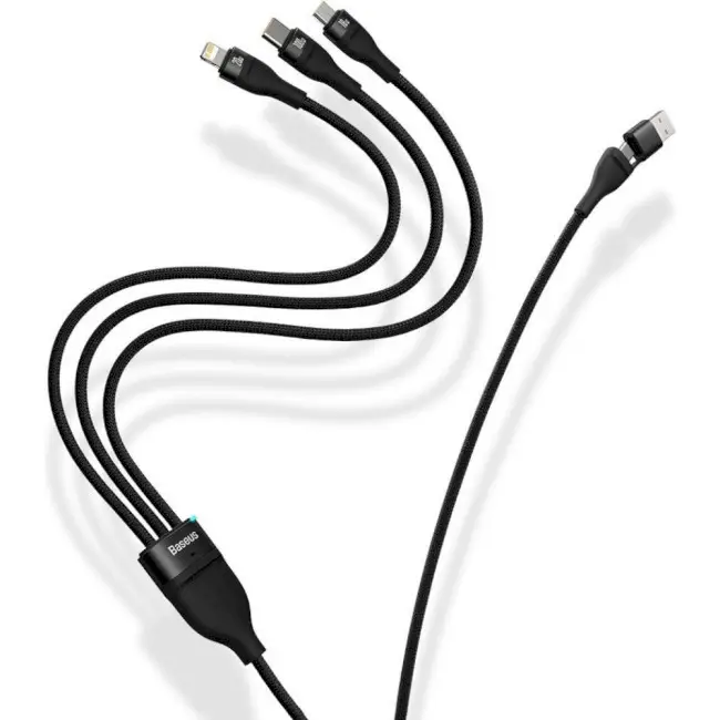 Кабель BASEUS Flash Series II 3в2Cable USB/Type-C to MicroUSB/Lightning/Type-C CASS030101 100W 1,2 м Black - фото 4