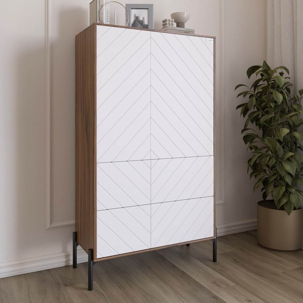 Комод-пенал Lion Амарант 84x40x150 см Дуб Ливорно/Белый (LION-042143) Комод-пенал Lion Амарант 84x40x150 см Дуб Ливорно/Белый (LION-042143)