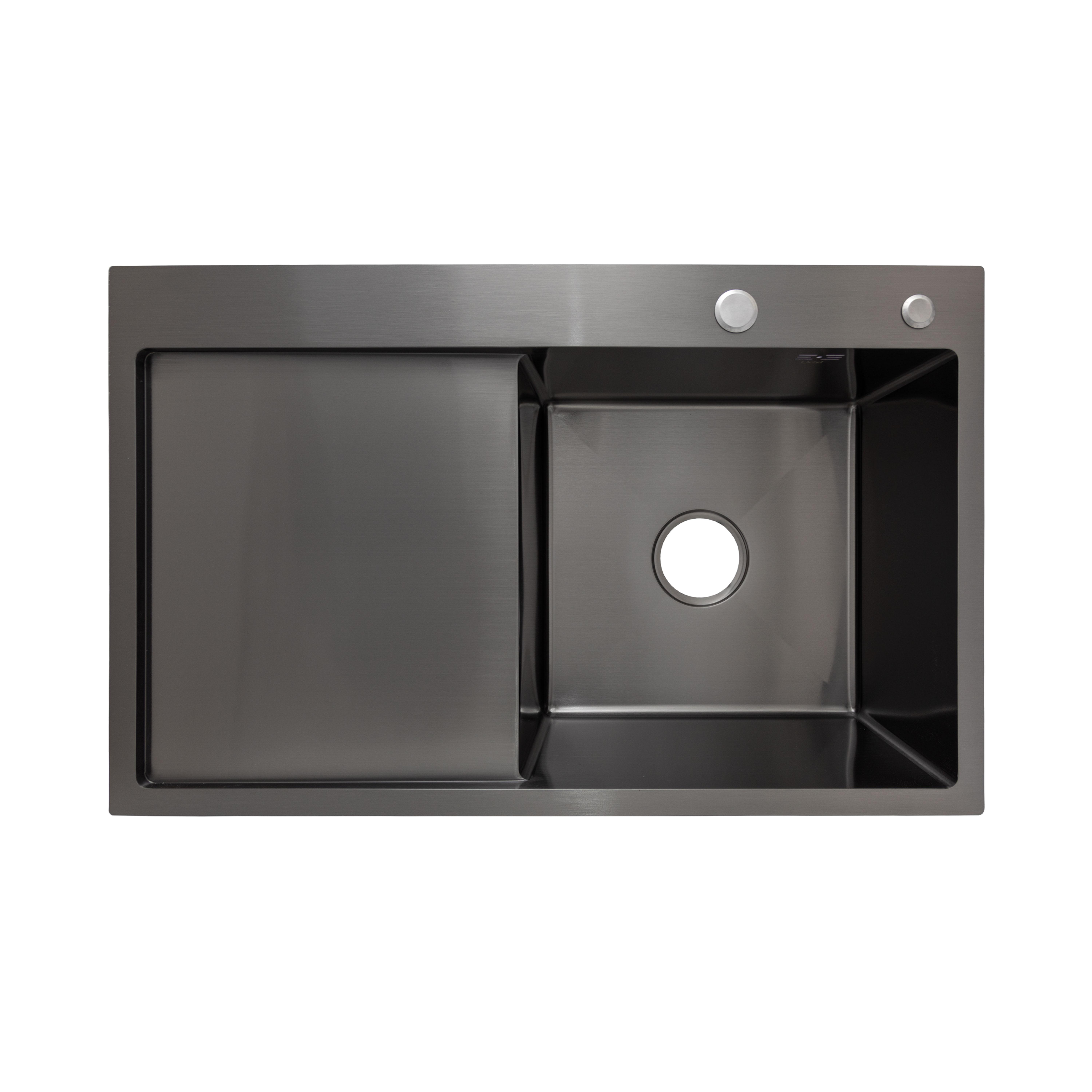 Мийка для кухні інтегрована Lidz Handmade H7849BL крило зліва 3,0/1,0 мм PVD Brushed Black (LDH6545BPVD43623)