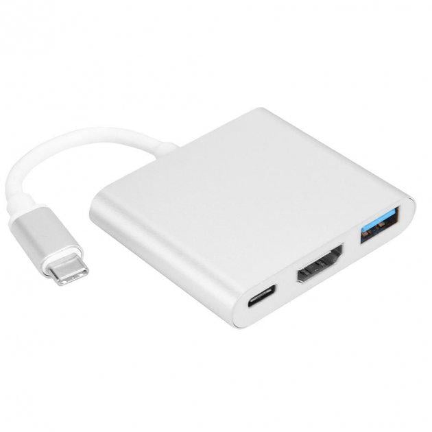 Адаптер STLab Multiport USB Type-C to HDMI/USB 3.0/Type-C Silver