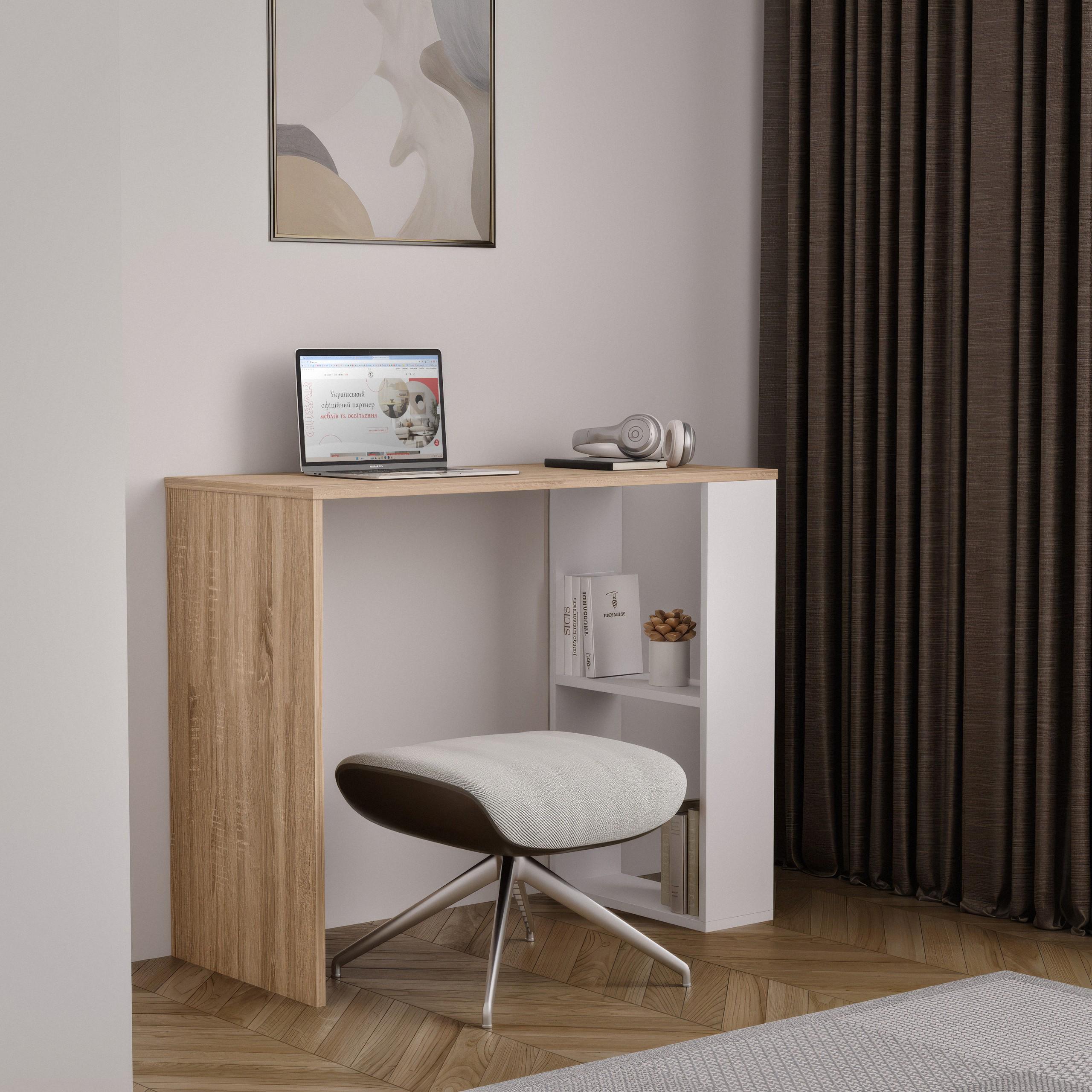 Стол письменный с полками S-10 900х400х750 мм Дуб Сонома/Белый