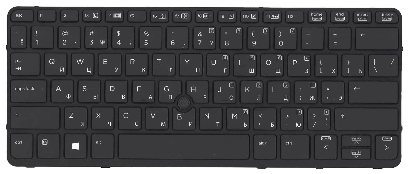 Клавіатура для ноутбука HP EliteBook 820 G1 з підсвічуванням Light з вказівником Point Stick Black