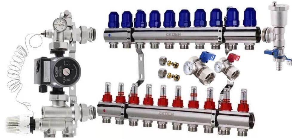Коллектор энергосберегающий 10 контуров для теплого пола KOER (9113749)