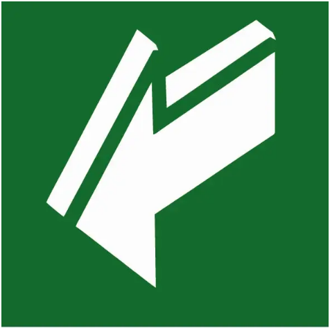 Знак эвакуации Стрелка слева вниз Зеленый (д-8028)