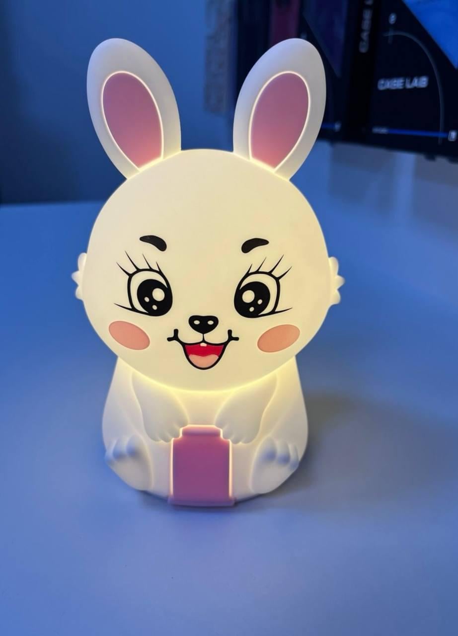 Ночник аккумуляторный D02 RGB Pink ears Зайчик White (31434101)