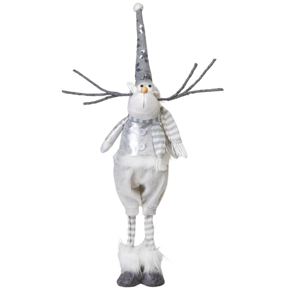 Новогодняя фигурка для праздничного интерьера Снежный олень 73 см из текстиля Серый (147-81-6023-005)