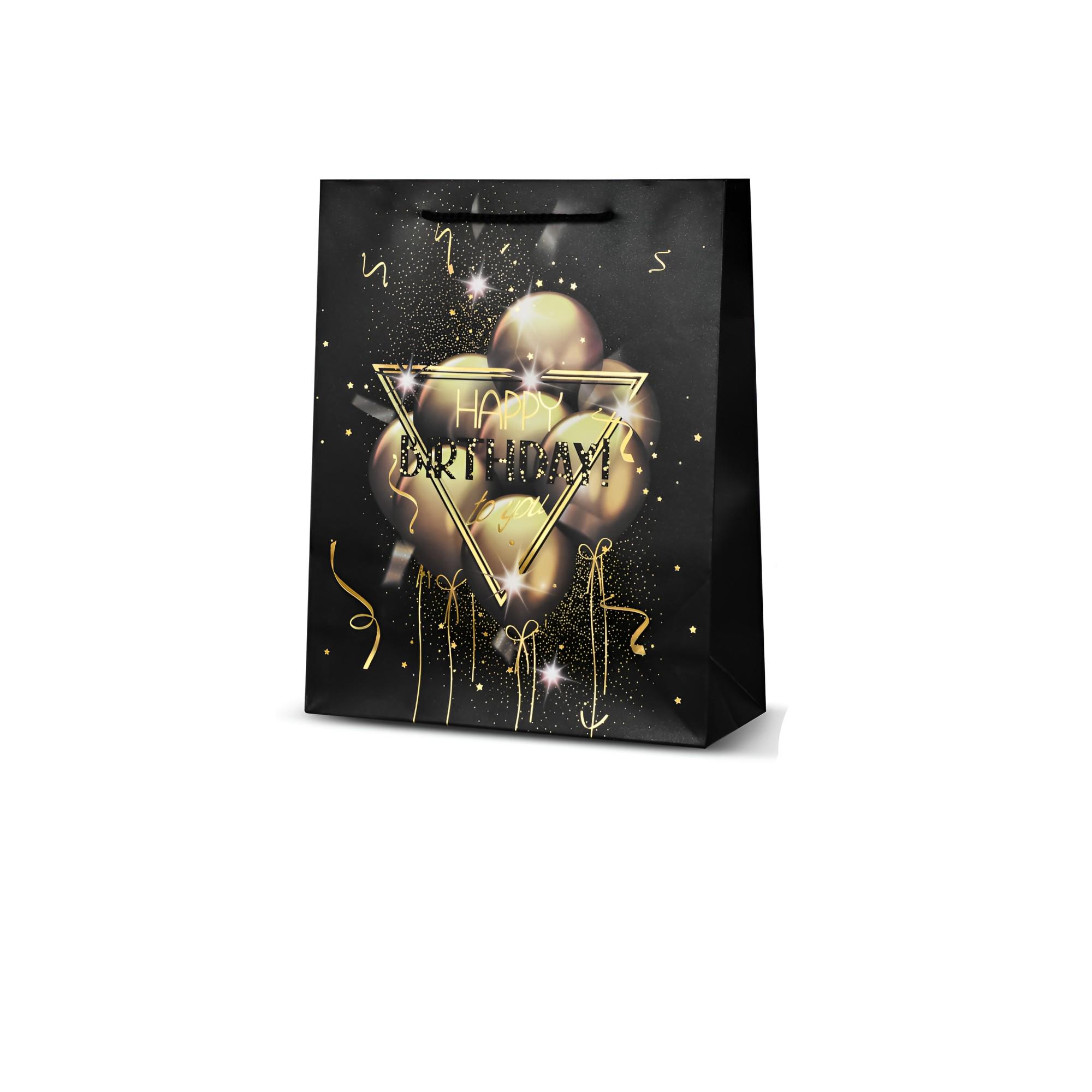 Подарочный пакет Stenson Happy Birthday с воздушных шаров 26х32х10 см Черный (R95519-M)