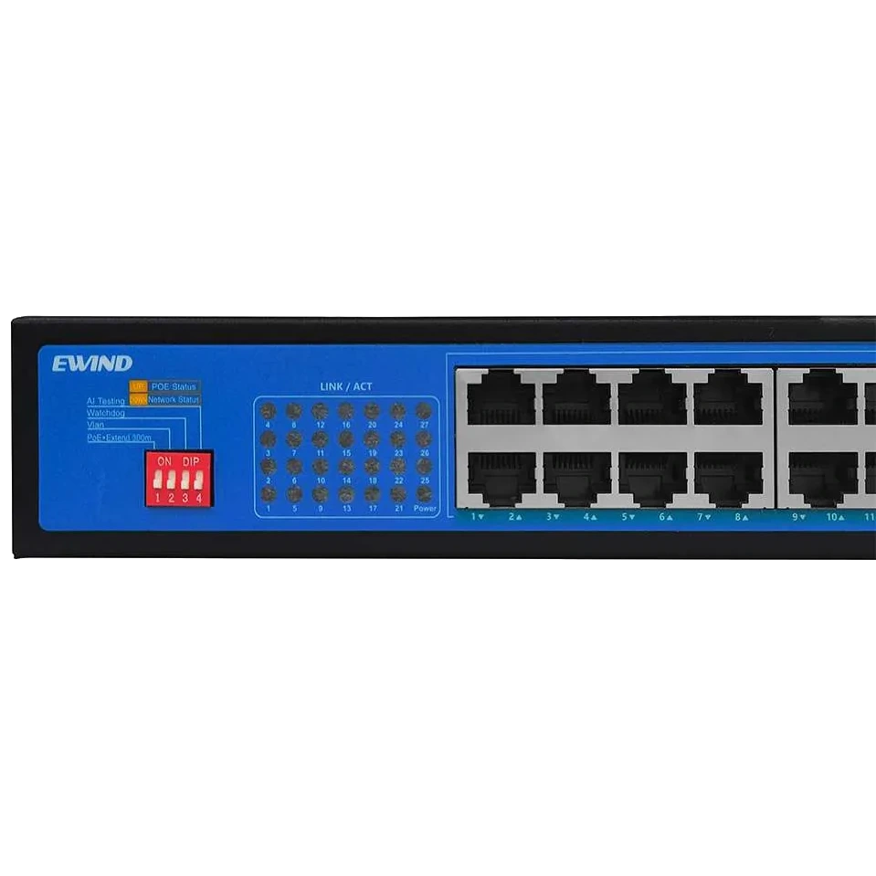 Коммутатор неуправляемый сетевой PoE Ewind EW-S1927CF-AP 27 портов для больших сетей Черный (634013) - фото 3 Коммутатор неуправляемый сетевой PoE Ewind EW-S1927CF-AP 27 портов для больших сетей Черный (634013) - фото 3