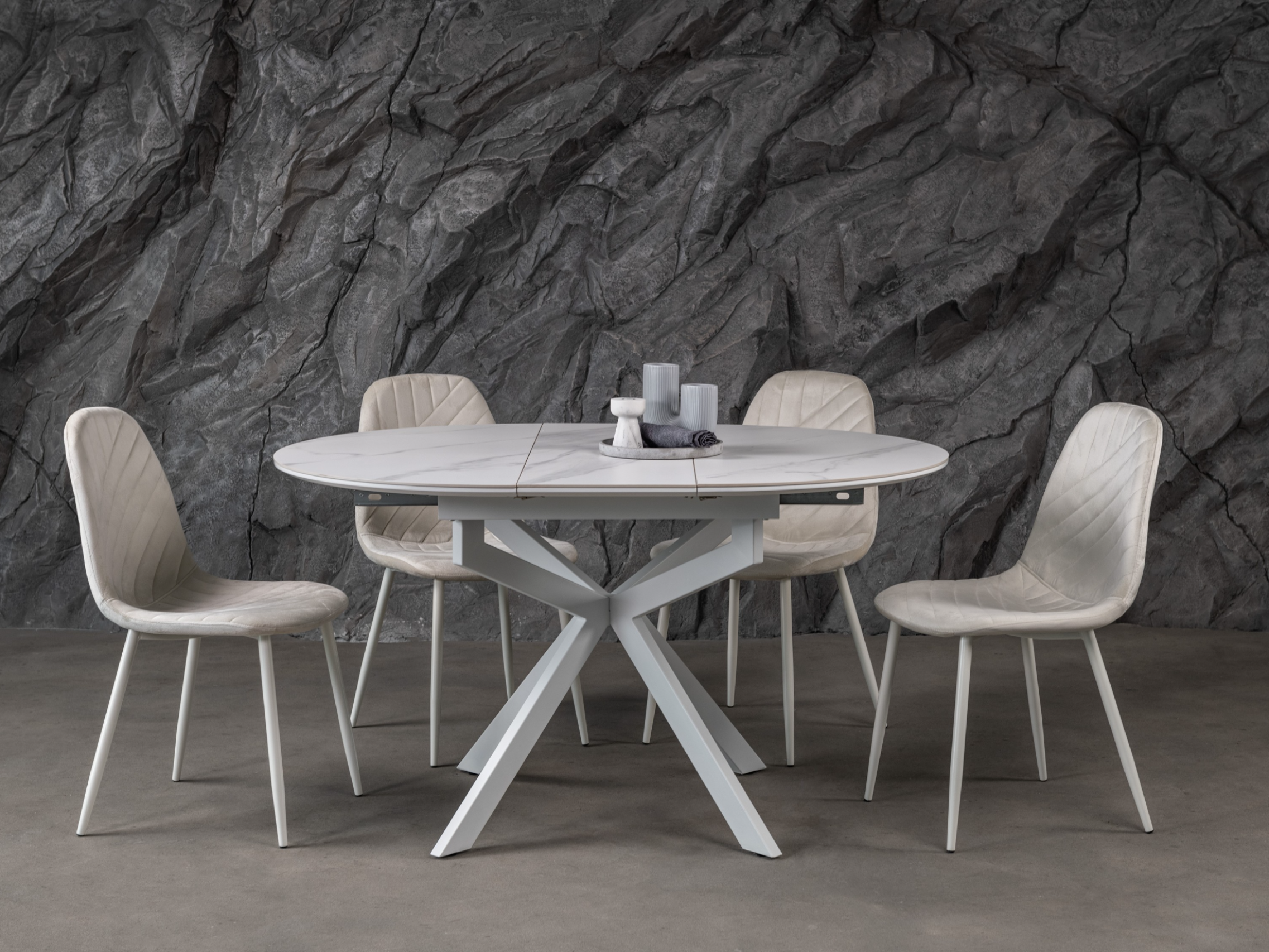 Обідній стіл круглий Vetro Mebel Офелія 1050/1380/760 мм Калакатта крістал/Білий (TML-1250) - фото 9 Обідній стіл круглий Vetro Mebel Офелія 1050/1380/760 мм Калакатта крістал/Білий (TML-1250) - фото 9