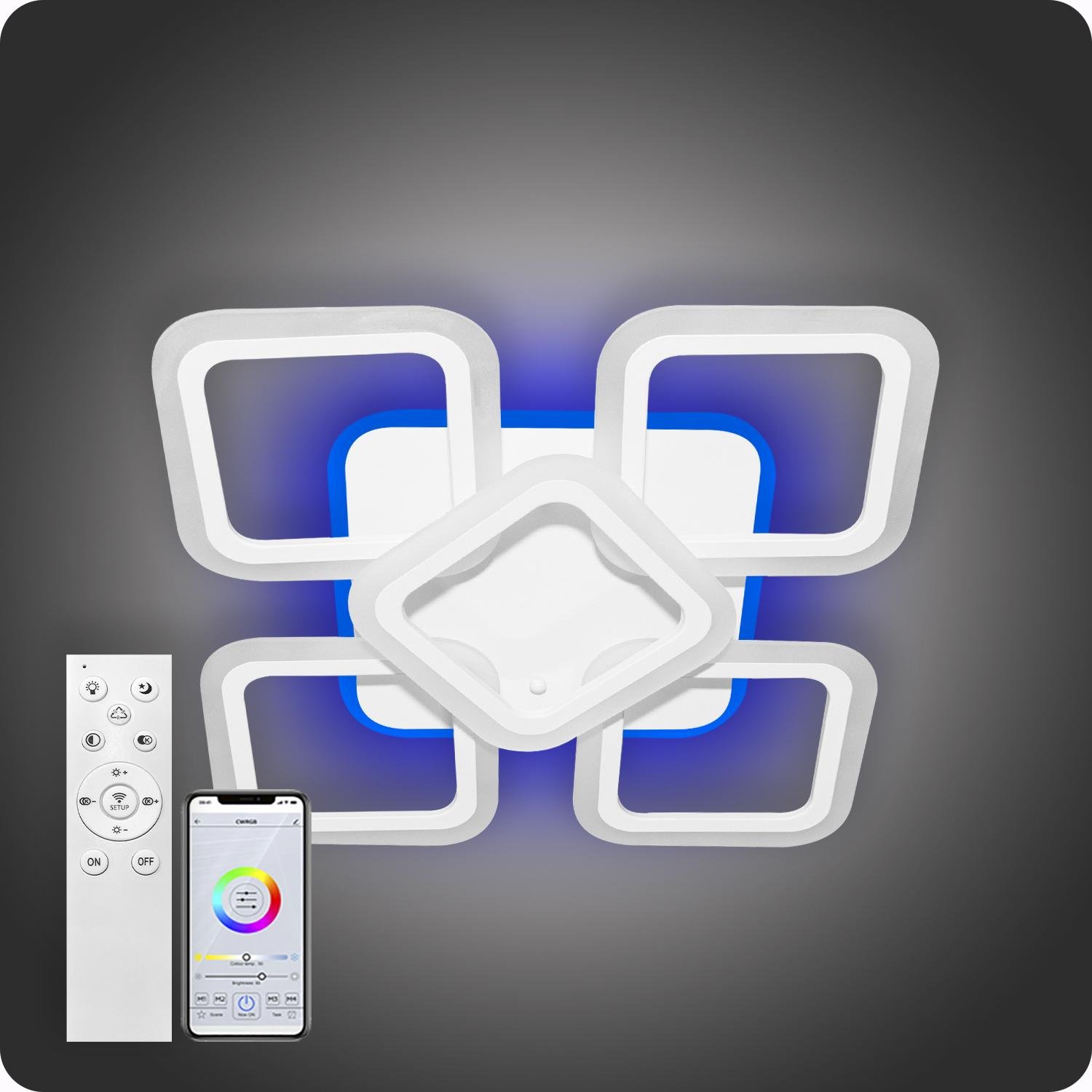 Люстра світлодіодна 517 Light 3color з пультом 90 Вт Білий (01844) - фото 3 Люстра світлодіодна 517 Light 3color з пультом 90 Вт Білий (01844) - фото 3