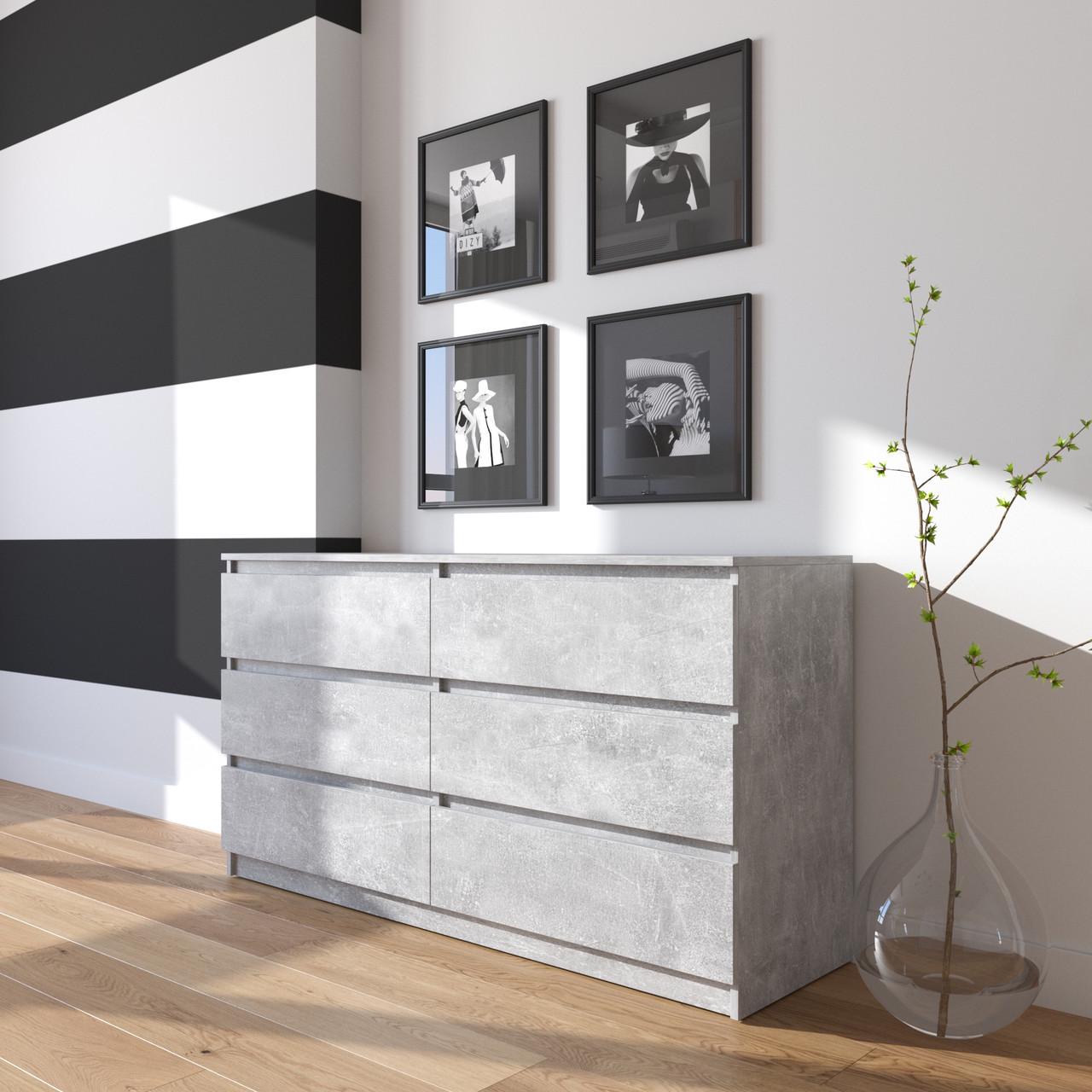 Комод з шухлядами Вайс R-7 140х40х75 см Бетон (30300407) - фото 1 Комод з шухлядами Вайс R-7 140х40х75 см Бетон (30300407) - фото 1