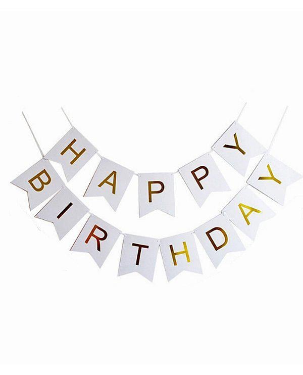 Флажки картонные Happy Birthday Белый (29000715)