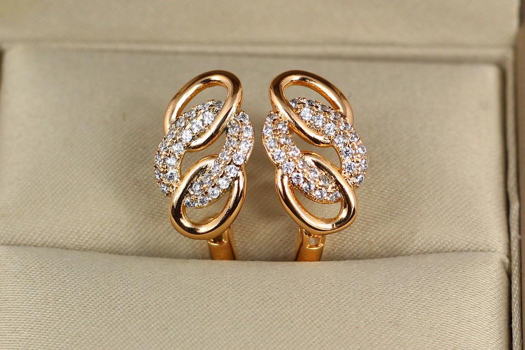 Серьги Xuping Jewelry Овальное звено с фианитами 1,6 см Золотистый (1597977642)