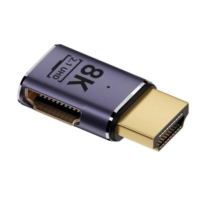 Перехідник SUNROZ адаптер HDMI-HDMI M/F LED Metal v2.1 48Gbps 8К/4К A8K-02 (A-48693)