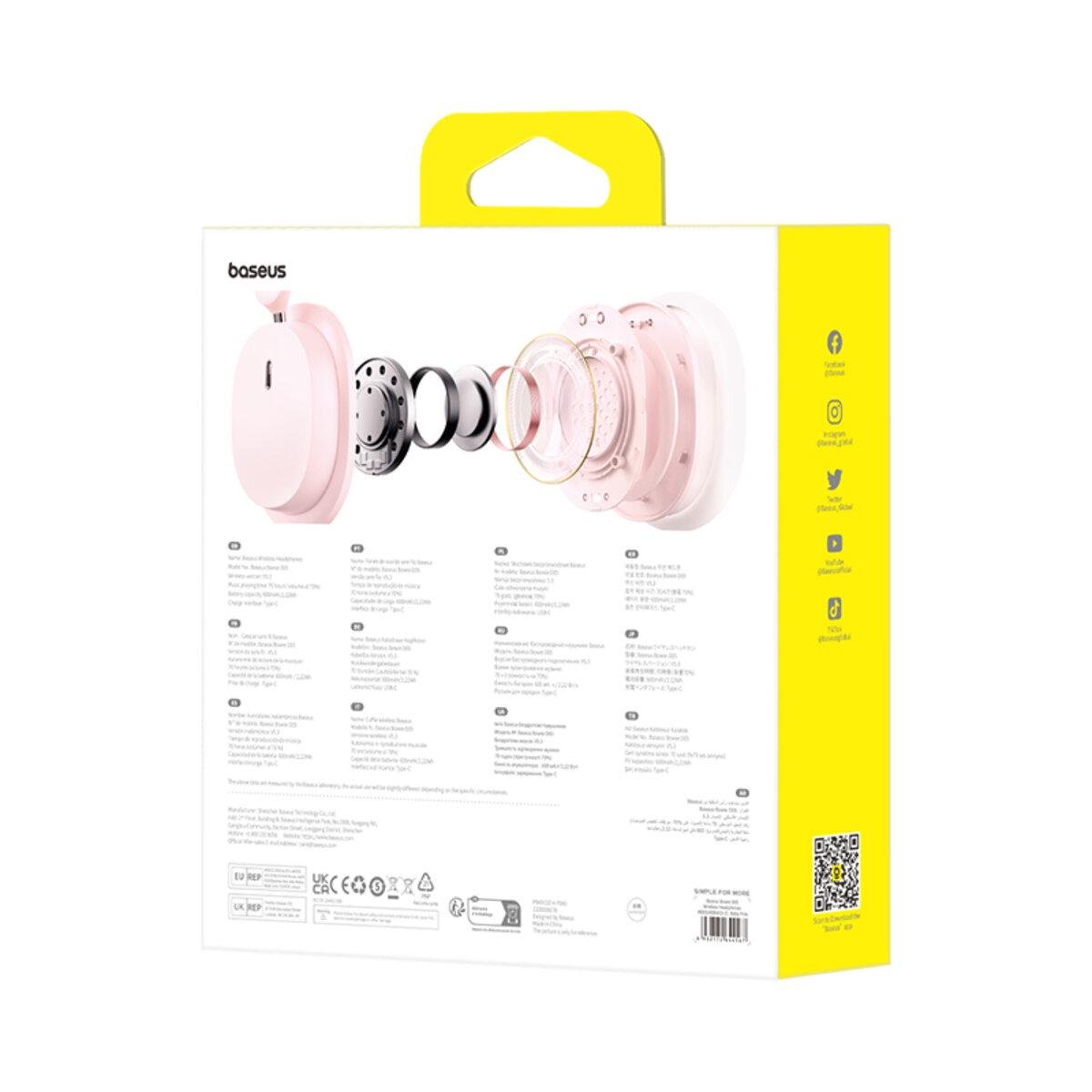 Навушники безпровідні BASEUS Bowie D05 Wireless Headphones BT5.3 600mAh Baby Pink (A00024600413-Z1) - фото 3 Навушники безпровідні BASEUS Bowie D05 Wireless Headphones BT5.3 600mAh Baby Pink (A00024600413-Z1) - фото 3