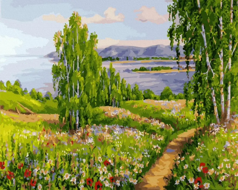 Картина по номерам Brushme Цветущий луг у озера 40x50 см (BRM39114) Картина по номерам Brushme Цветущий луг у озера 40x50 см (BRM39114)