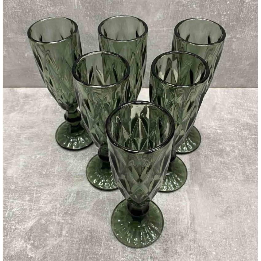 Набір келихів для шампанського Helios Grail 6445 150 мл 6 шт. Смарагдовий (2642721764)