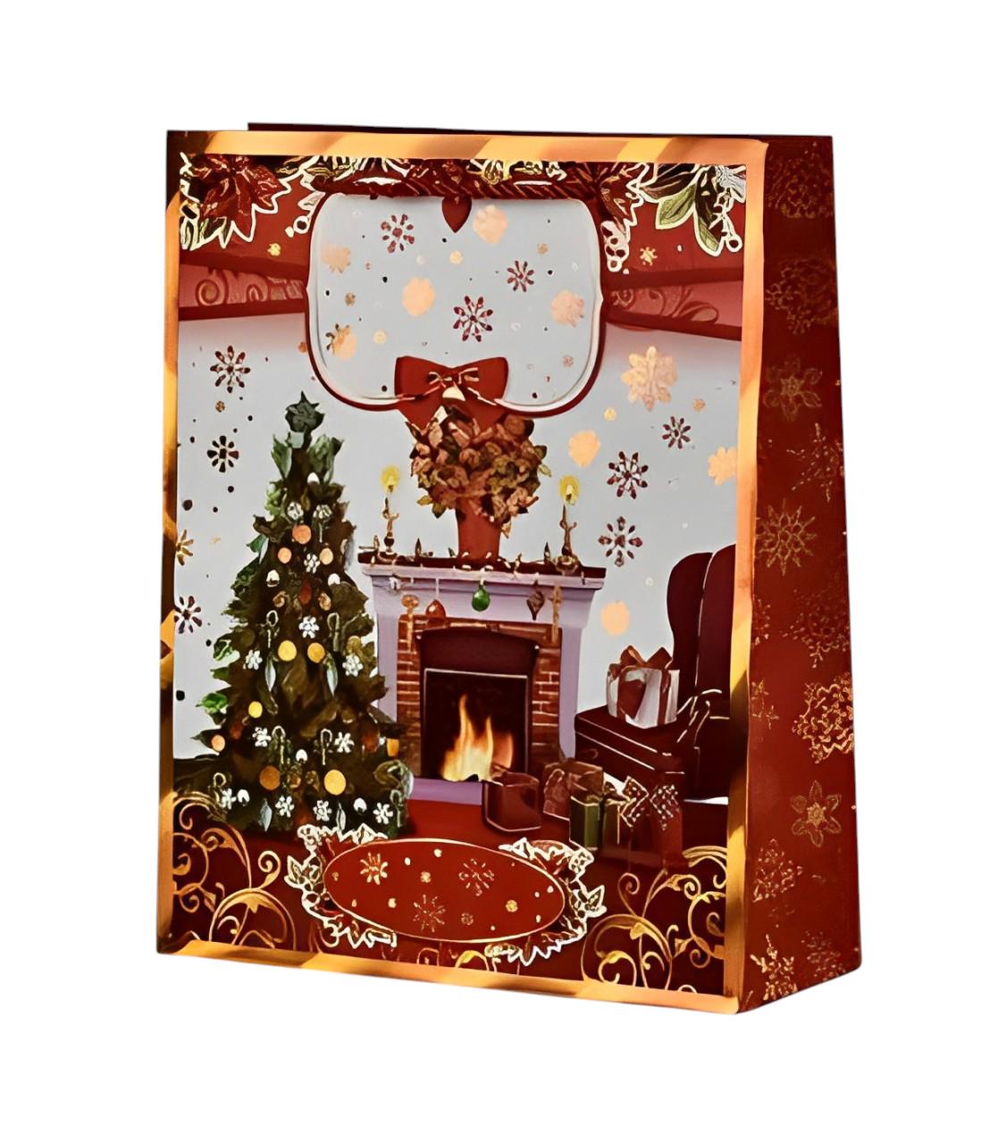 Подарочный пакет с ручками Stenson New Year's Eve 18х23х8 см Красный (R33024-S)