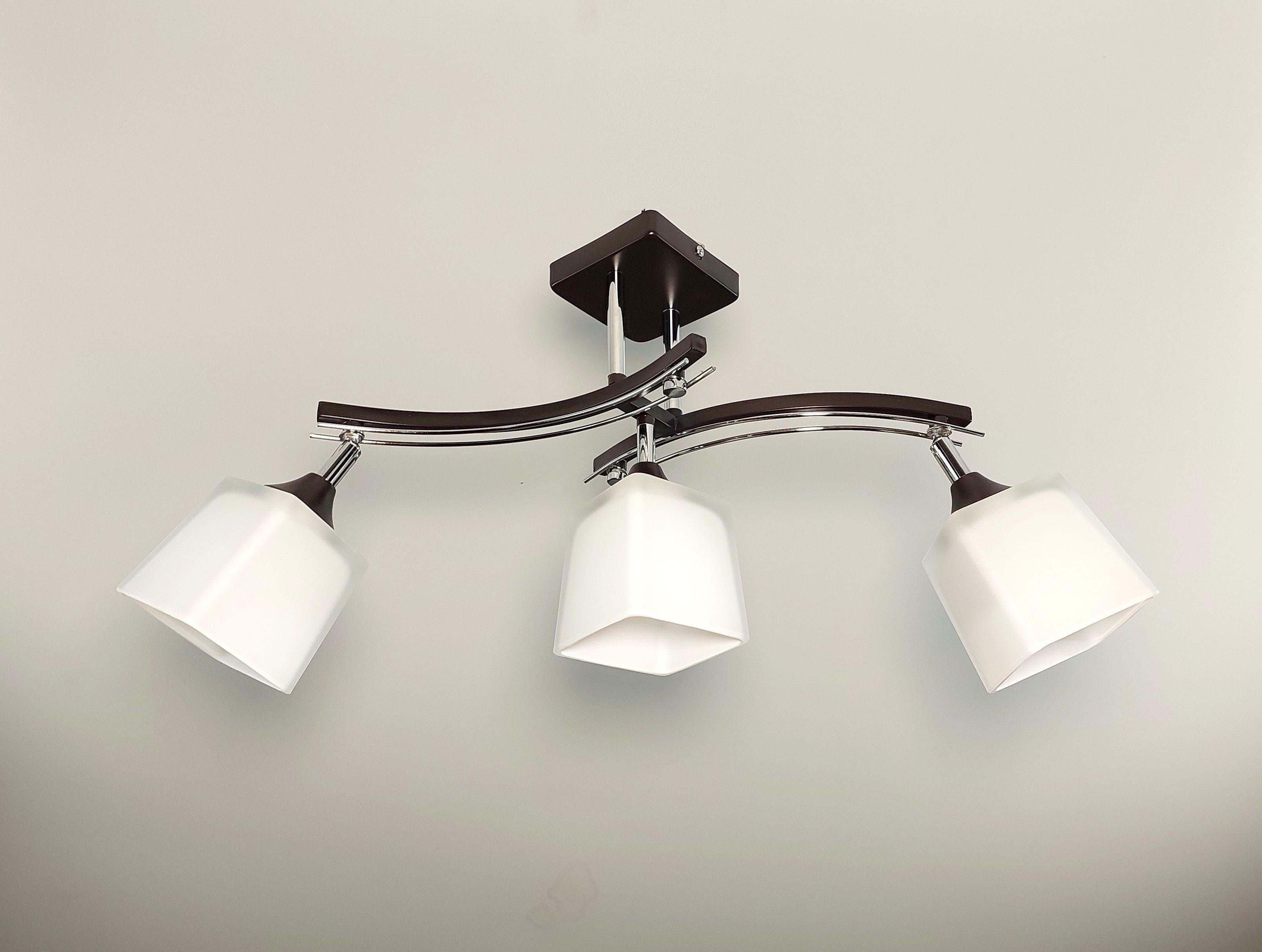 Люстра стельова на 3 поворотних плафона Чорний хром (1435/3)