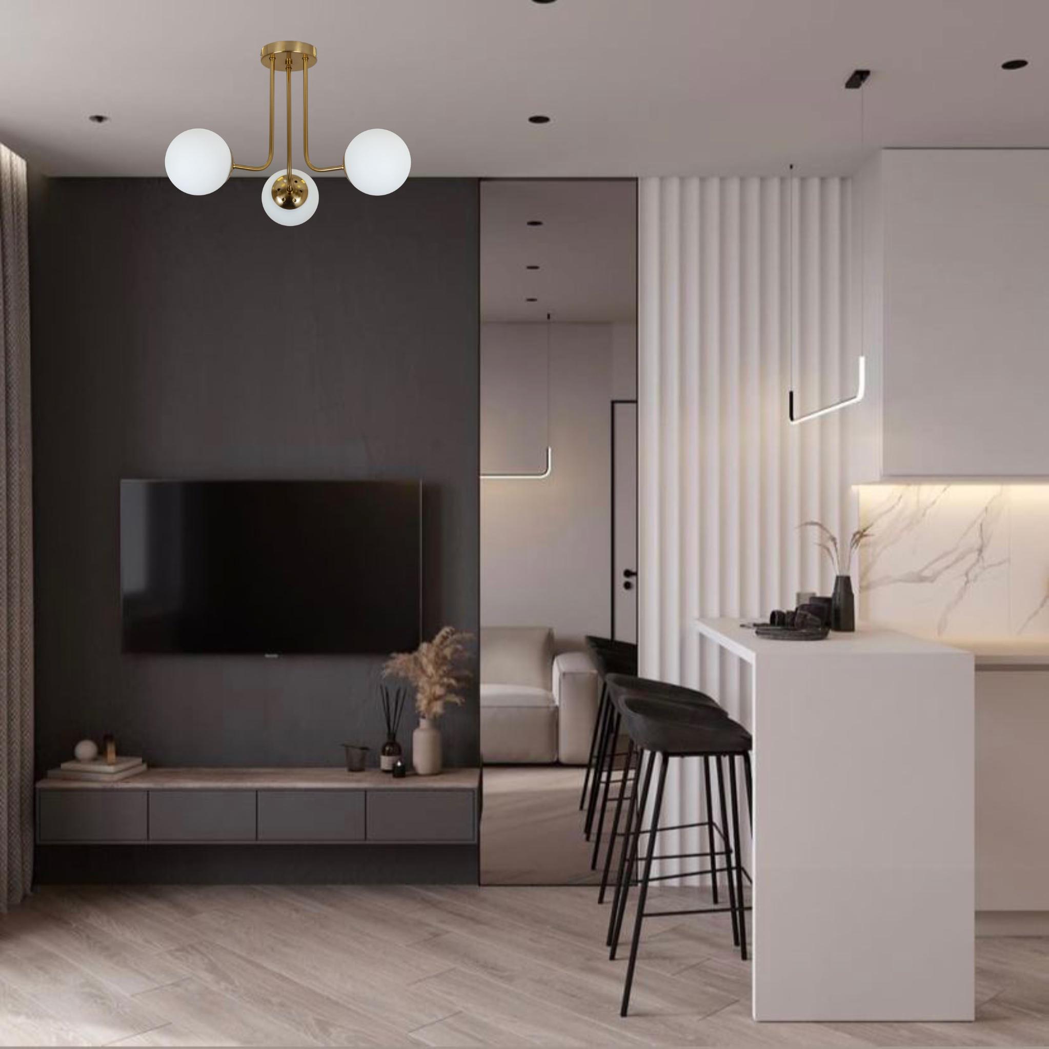 Люстра стельова Triple Glow із 3 плафонами-кулями Бронзовий (52-9908-3 BRZ+WH) - фото 3 Люстра стельова Triple Glow із 3 плафонами-кулями Бронзовий (52-9908-3 BRZ+WH) - фото 3