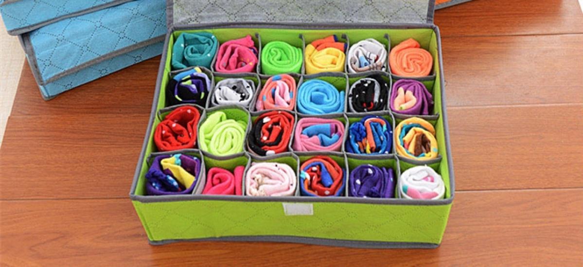 Органайзер для белья и носков с крышкой на 24 ячейки бамбук 35x27x11 см Green (125334) - фото 4 Органайзер для белья и носков с крышкой на 24 ячейки бамбук 35x27x11 см Green (125334) - фото 4