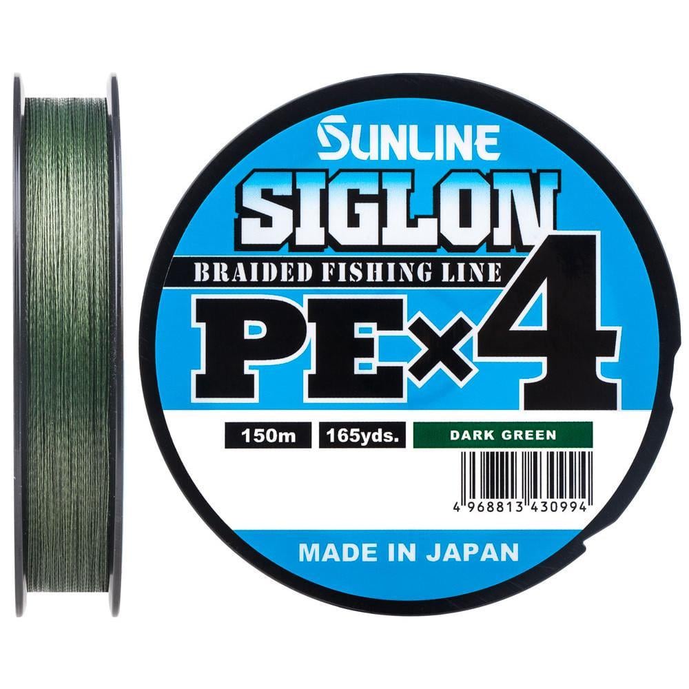 Шнур Sunline Siglon PE х4 #0,8/0,153 мм 12lb/6,0 кг 150 м Темно-зеленый (1400851980)