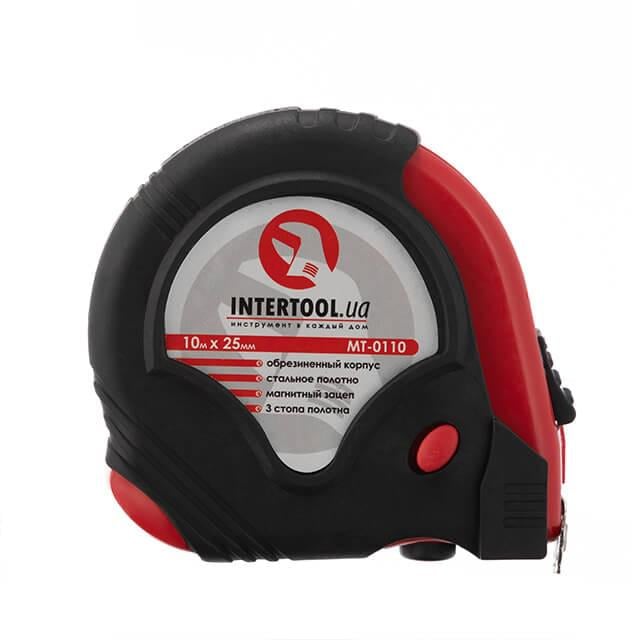 Рулетка з металевим полотном Intertool MT-0110 10 м x 25 мм три стопори полотна