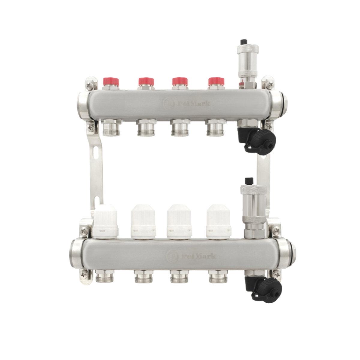 Коллектор Polmark 1x3/4 4 выхода в воздухоотводчик с термоклапанами без евроконусов - фото 2 Коллектор Polmark 1x3/4 4 выхода в воздухоотводчик с термоклапанами без евроконусов - фото 2
