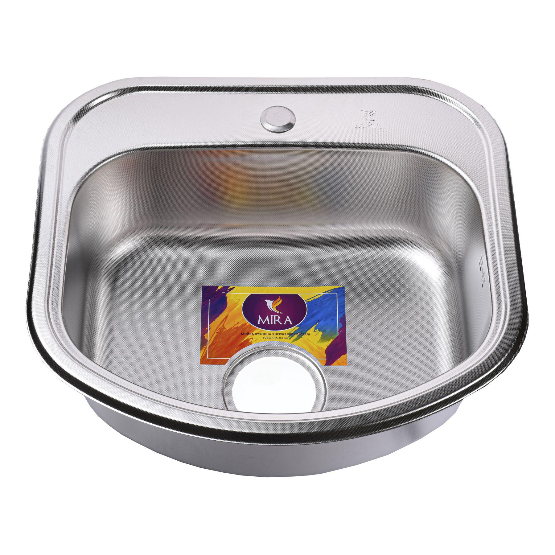 Мойка кухонная Mira 000014457 из нержавеющей стали прямоугольная 490x460 мм 0.8 мм (25949606)
