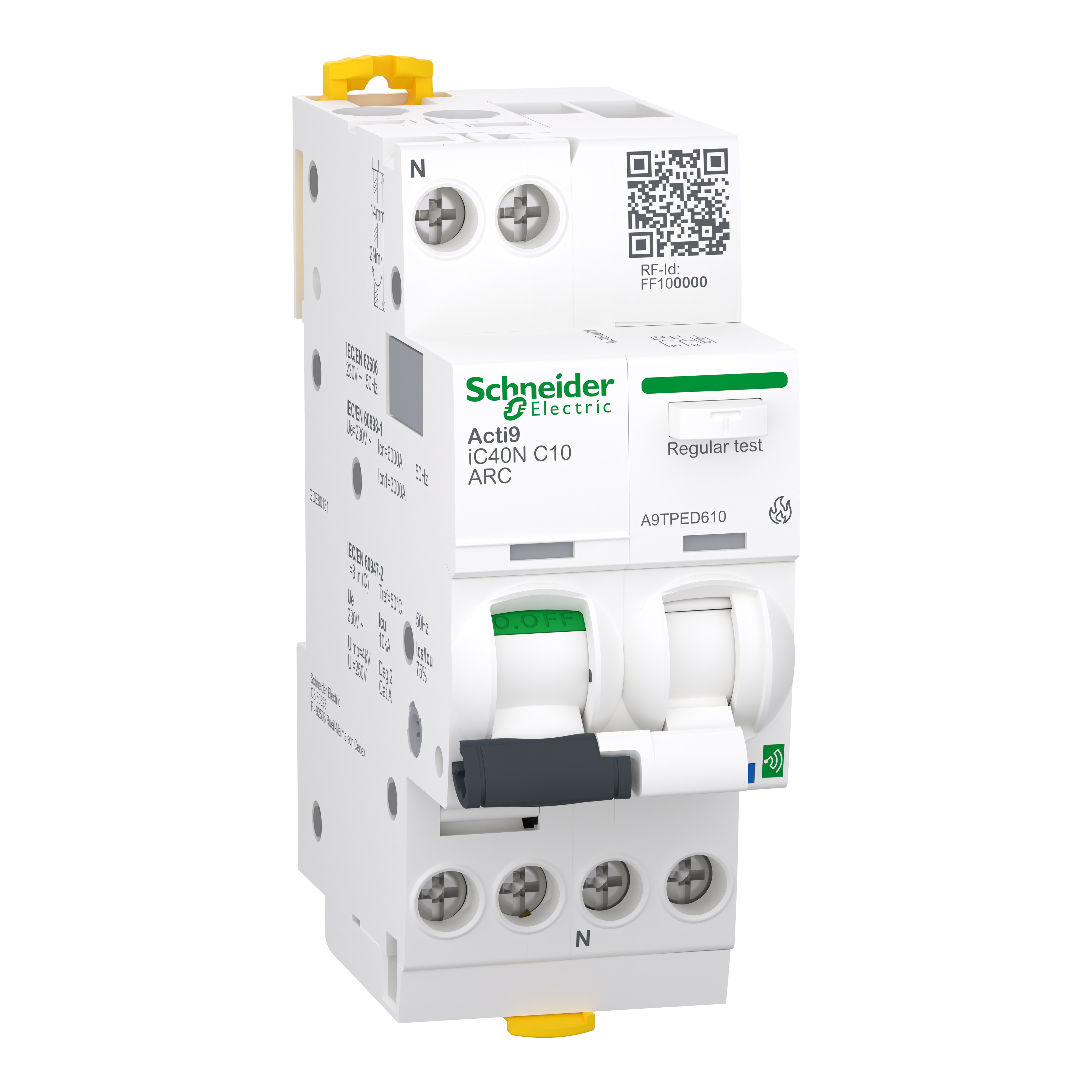 Пристрій захисту від дугового пробою Schneider Electric Active iC40N 1P+N 10A 6кА C (A9TPED610)