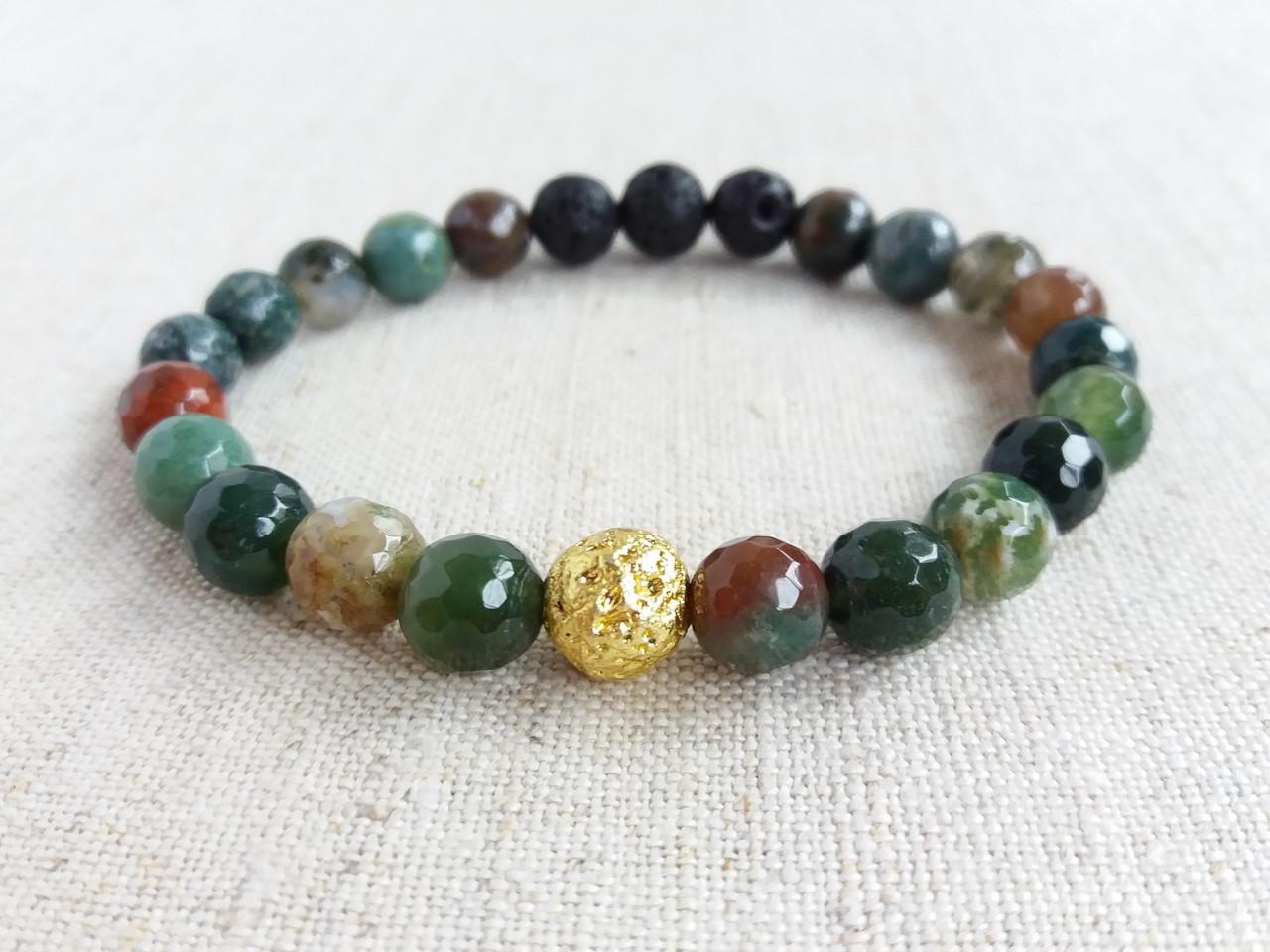 Браслет Моховой Агат/Лава d 8 мм (1111371911)