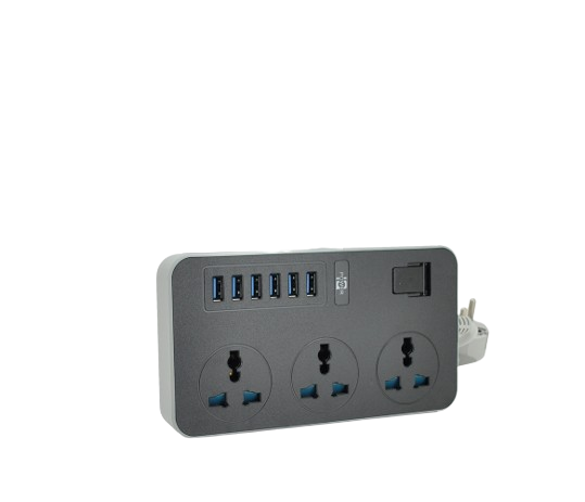Удлинитель VOLTRONIC ТВ-Т09 3 розетки 3kW 10A 6хUSB 3,1A 2 м Black/Grey (ТВ-Т09-Black)